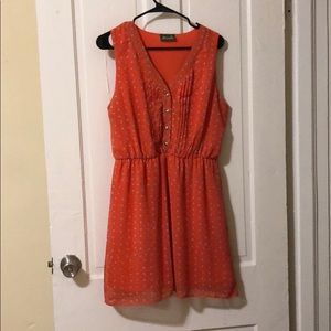 Maude - Floral Printed Coral Dress - L